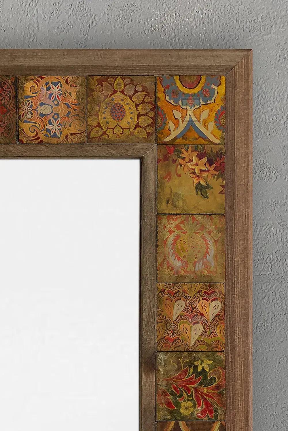 Mosaic Bathroom Mirror Elegance Handcrafted Wooden Framed