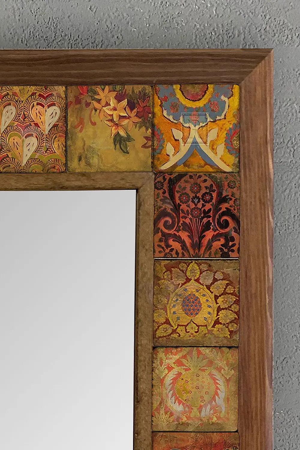 Mosaic Bathroom Mirror Elegance Handcrafted Wooden Framed