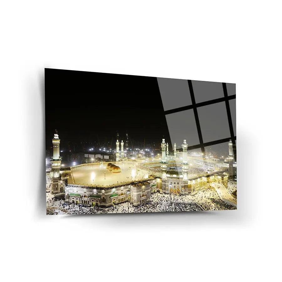 Al Masjid Al Haram Mosque Tempered Glass Canvas Wall Art Design