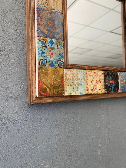 Alexandria Mosaic Mirror — handmade Turkish mosaic wall mirror