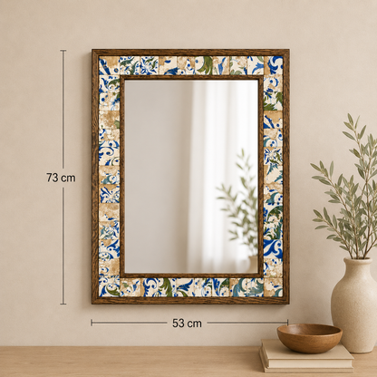 Handmade Pine Wood with Mosaic Tiles Mirror (53cm x 73cm)