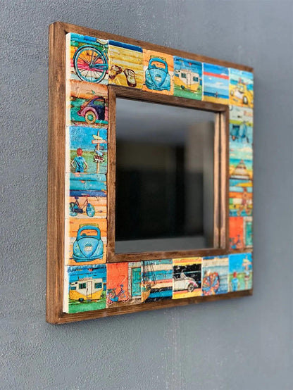 California Mosaic Mirror — handmade Turkish mosaic wall mirror