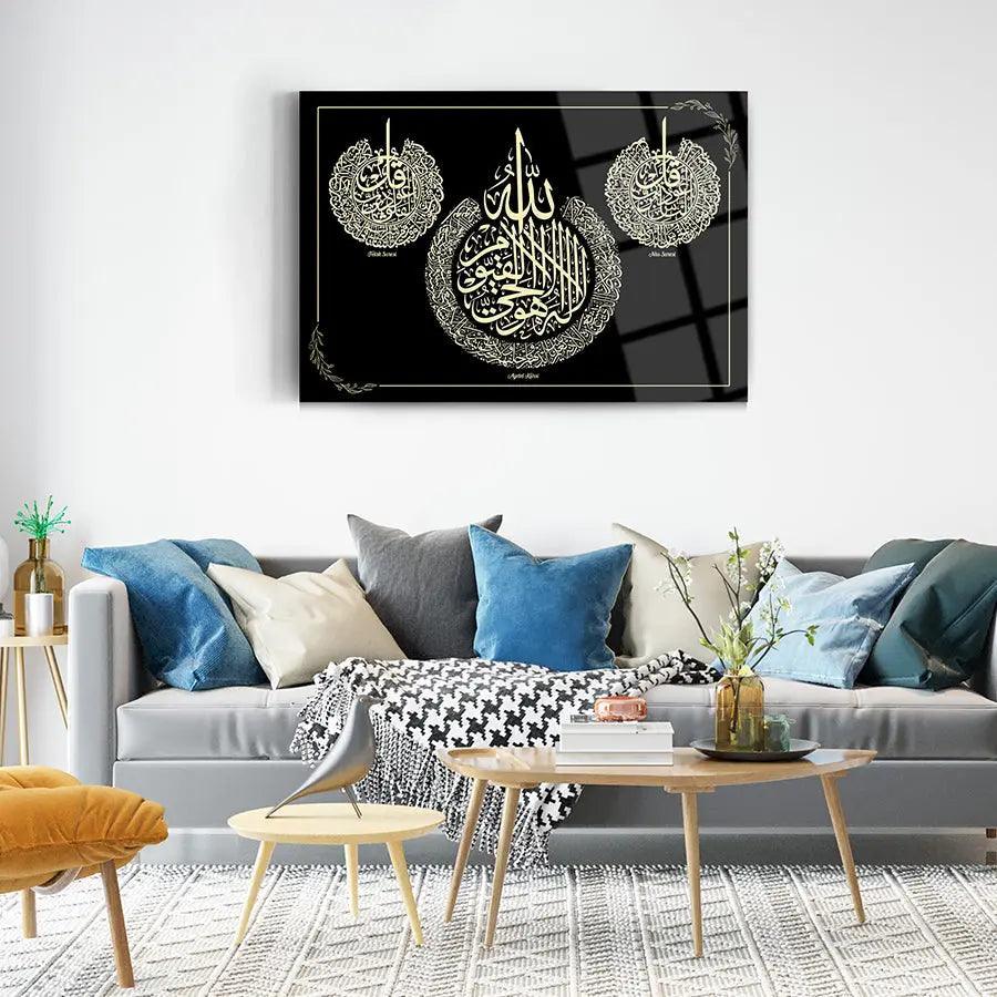 Surah Al-Kursi, Surah Al-Falaq, Surah An-Nas Tempered Glass Canvas