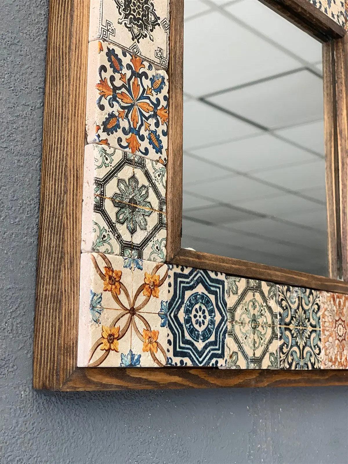 Damascus Mosaic Mirror — handmade Turkish mosaic wall mirror