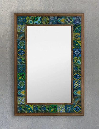 Emerald Mosaic Mirror — handmade Turkish mosaic wall mirror