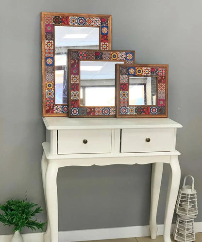 Bathroom Vanity Mirror Handmade Mosaic Wooden Framed Mirror