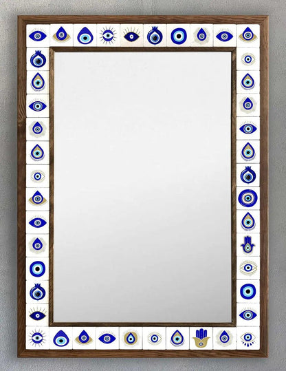 Evil Eye Wall Hanging Mosaic Framed Mirror New Home Gift