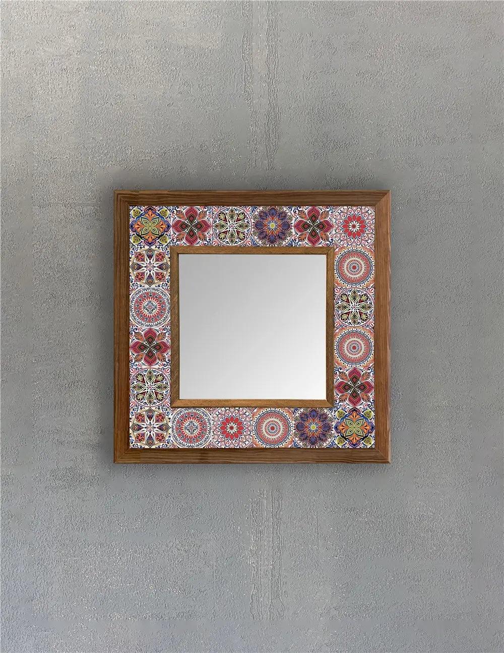 Decorative Handmade Ceramic Wooden Mosaic Framed Mirror