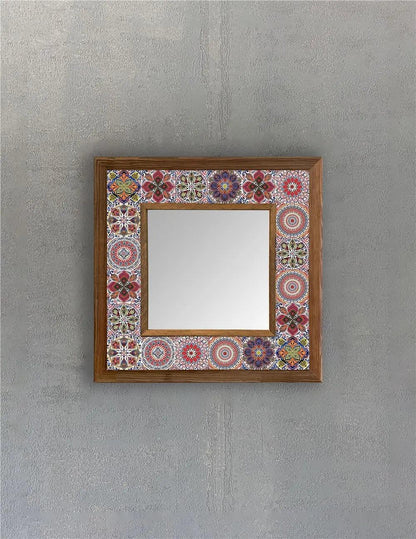 Decorative Handmade Ceramic Wooden Mosaic Framed Mirror