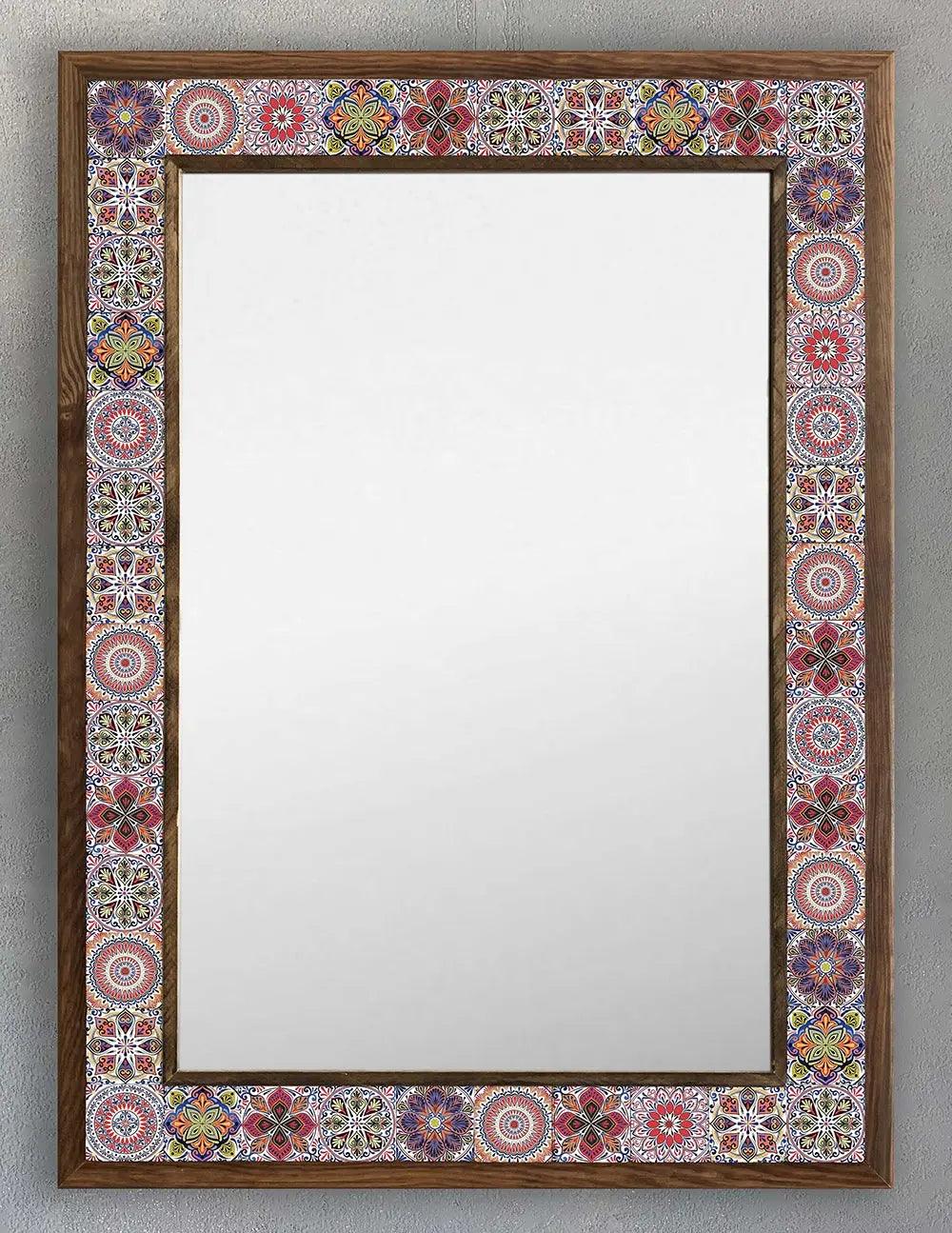 Decorative Handmade Ceramic Wooden Mosaic Framed Mirror