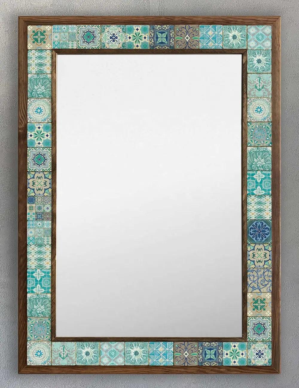 Handmade Travertine Mosaic Framed Mirror Gifts of Style