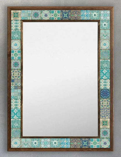 Handmade Travertine Mosaic Framed Mirror Gifts of Style