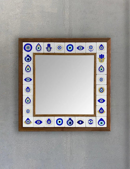 Evil Eye Wall Hanging Mosaic Framed Mirror New Home Gift