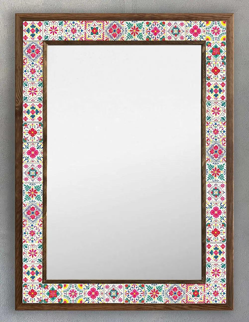 Wooden Mosaic Mirror Decorative Handmade Housewarming Gift