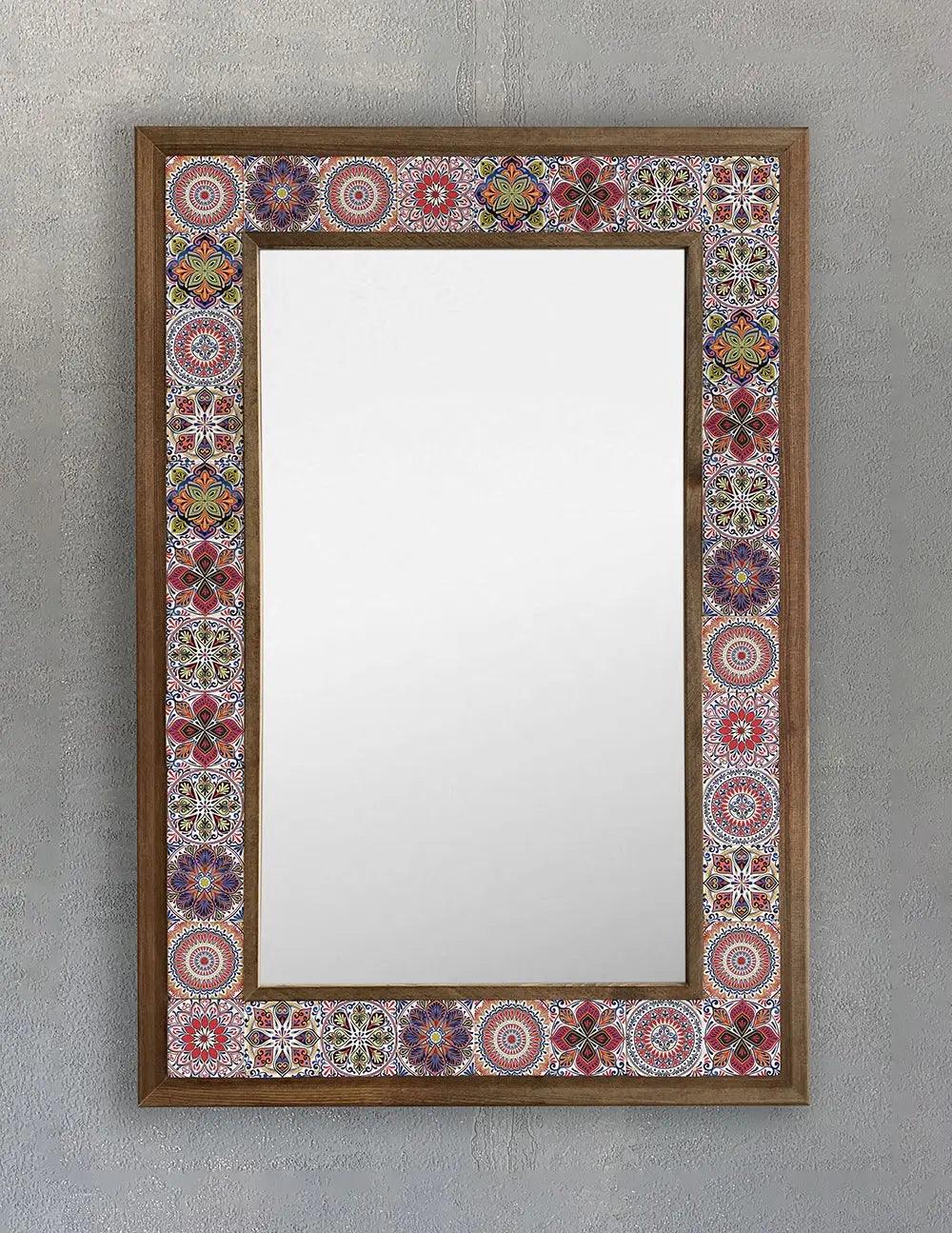 Decorative Handmade Ceramic Wooden Mosaic Framed Mirror