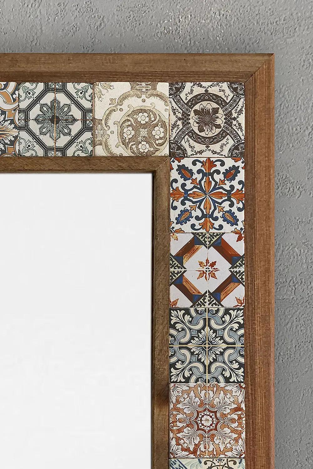 Gifts of Style Wooden Mosaic Stone Framed Bathroom Mirror