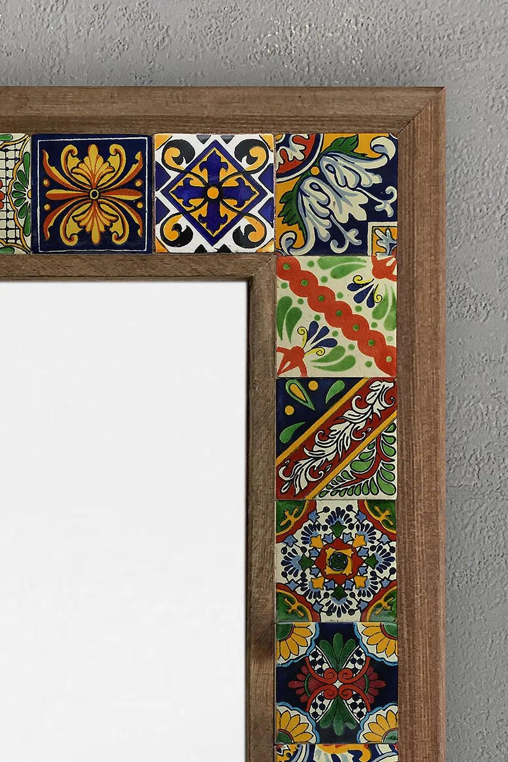 Mosaic Bathroom Wall Hanging Handcrafted Wooden Mosaic Stone Framed Mirror