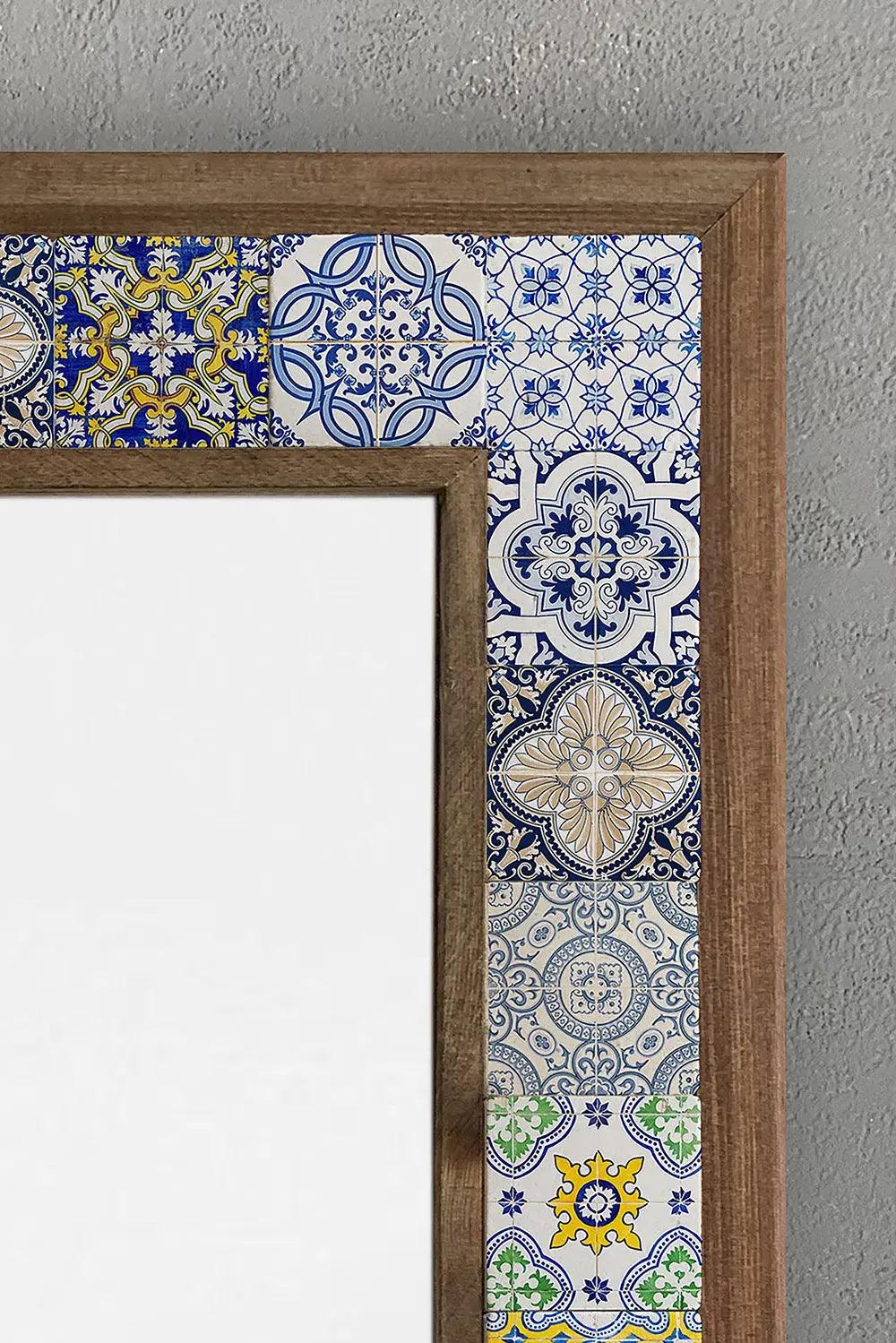 Handmade Wall Hanging Blue Mosaic Mirror Ceramic Home Décor