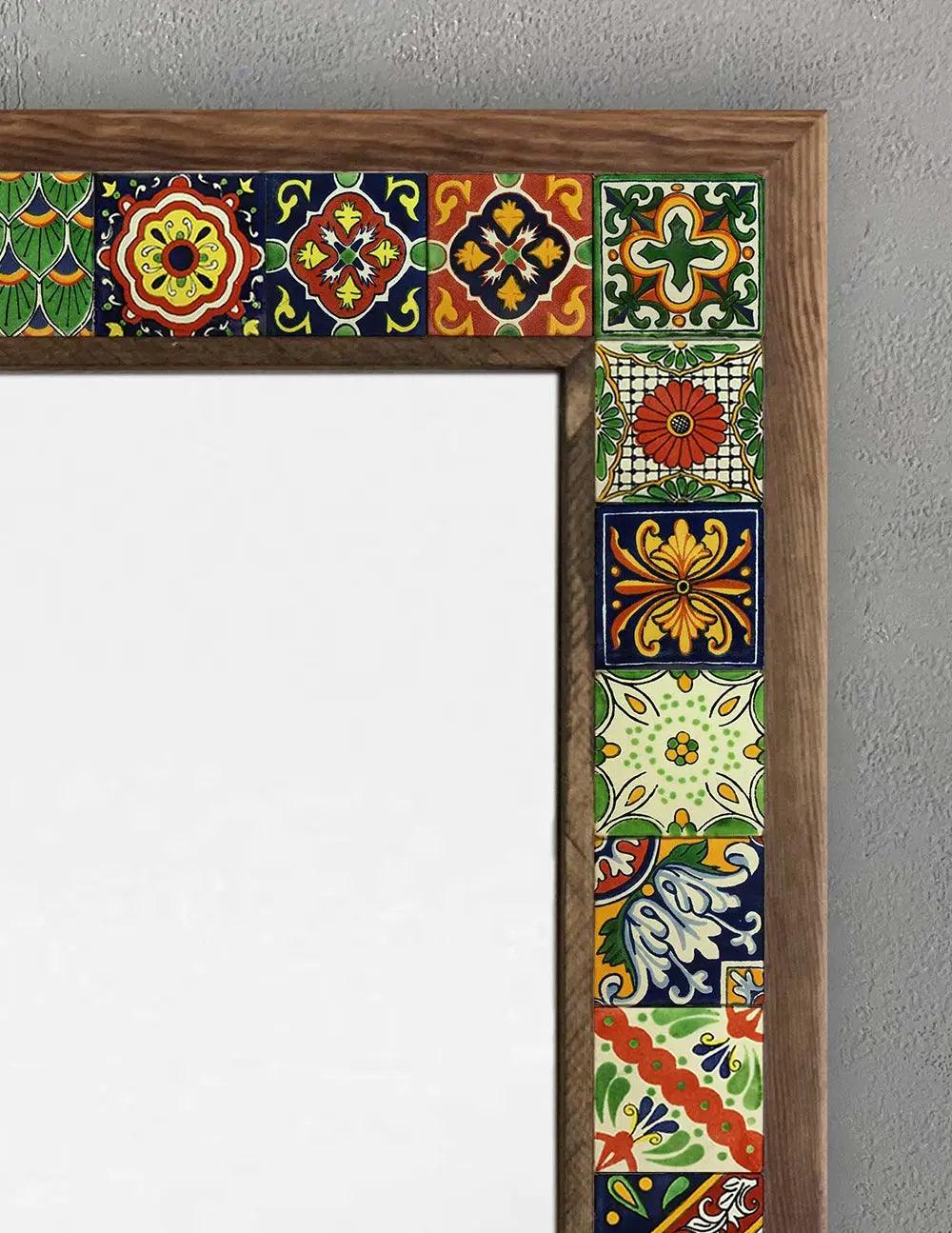 Mosaic Bathroom Wall Hanging Handcrafted Wooden Mosaic Stone Framed Mirror