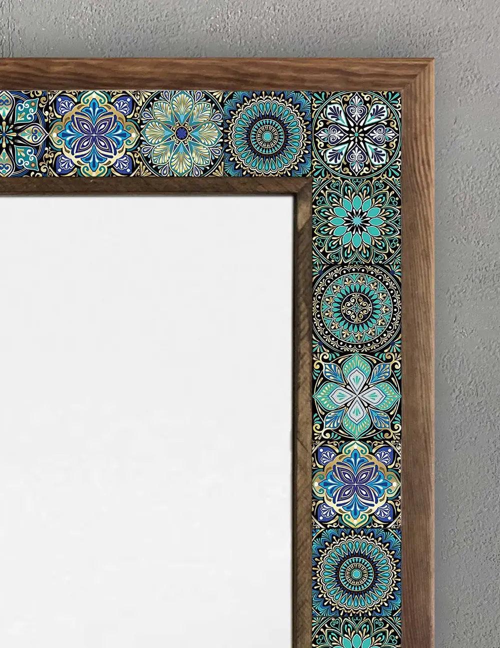 Handmade Mosaic Vanity Bathroom Mirror Wooden Tile Wall Hanging Décor