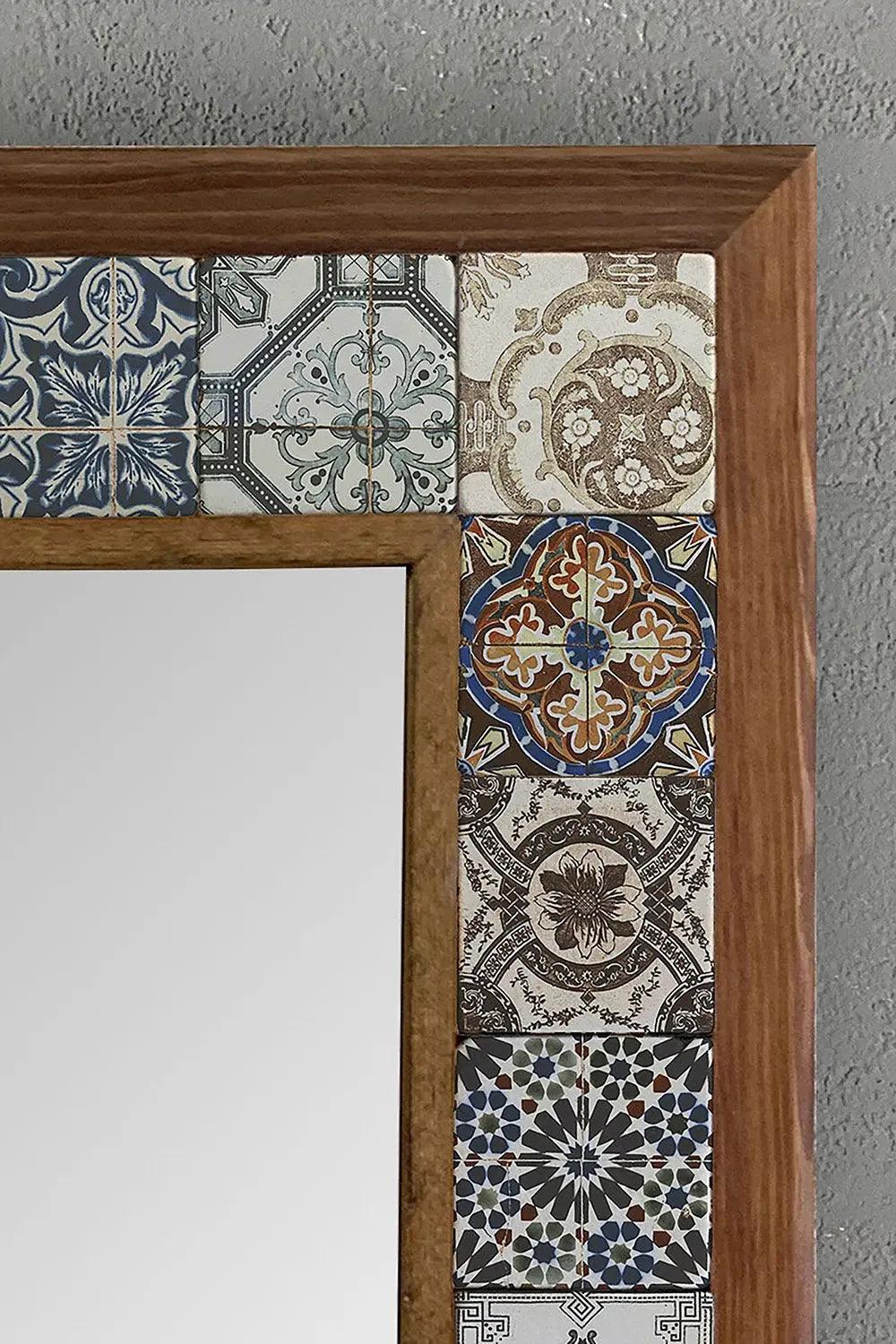 Gifts of Style Wooden Mosaic Stone Framed Bathroom Mirror