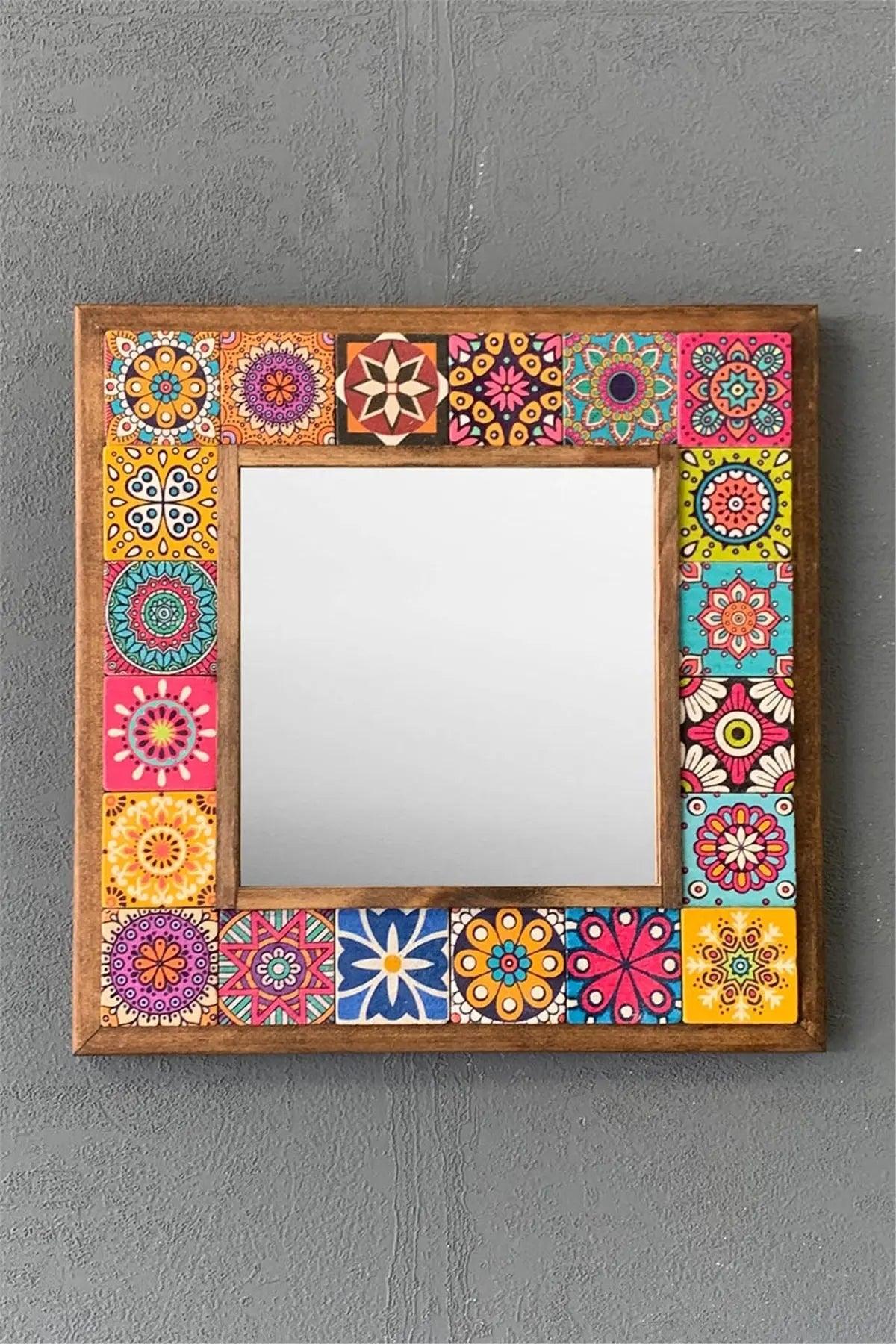 Mosaic Bathroom Mirror Handmade Stone Wall Hanging Mirror 