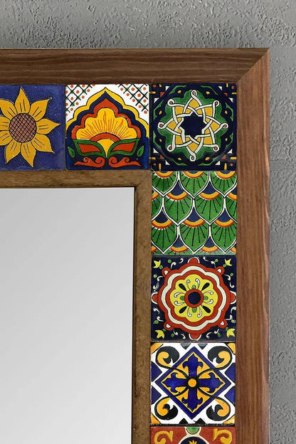 Mosaic Bathroom Wall Hanging Handcrafted Wooden Mosaic Stone Framed Mirror