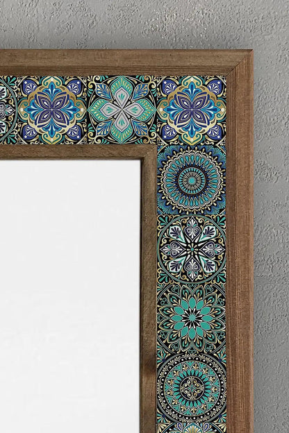 Handmade Mosaic Vanity Bathroom Mirror Wooden Tile Wall Hanging Décor