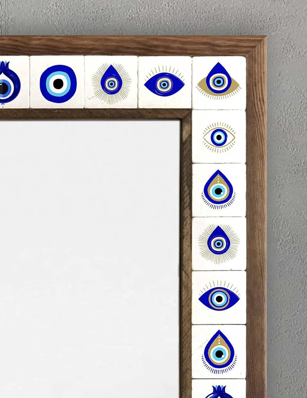 Evil Eye Wall Hanging Mosaic Framed Mirror New Home Gift