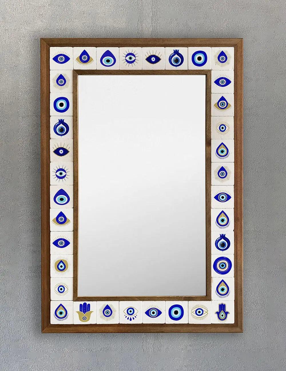 Evil Eye Wall Hanging Mosaic Framed Mirror New Home Gift