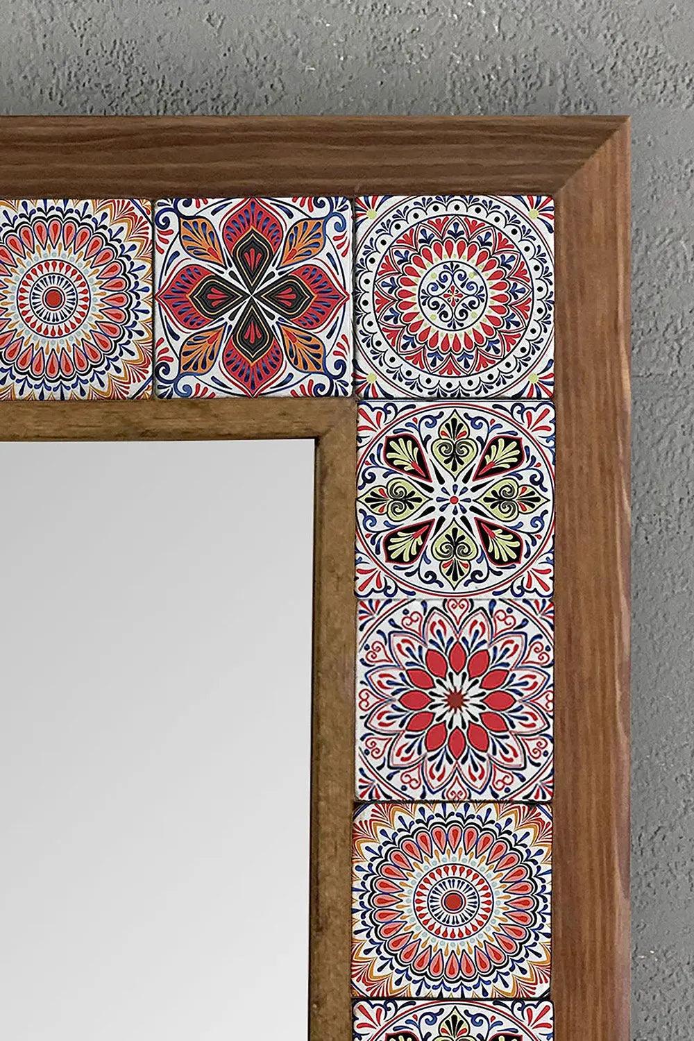 Decorative Handmade Ceramic Wooden Mosaic Framed Mirror