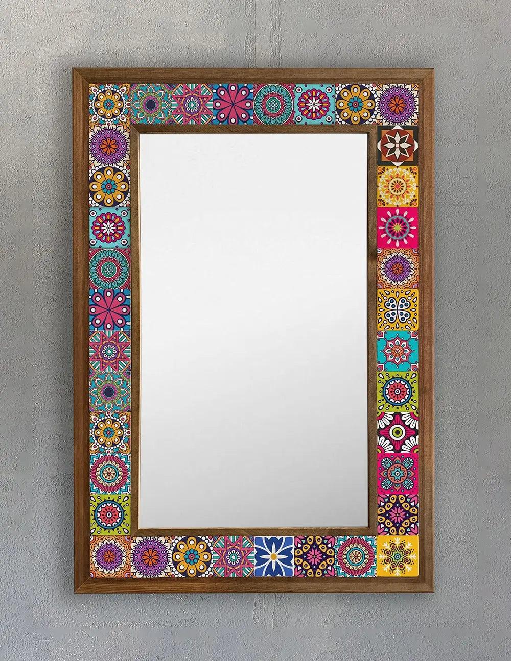 Mosaic Bathroom Mirror Handmade Stone Wall Hanging Mirror 