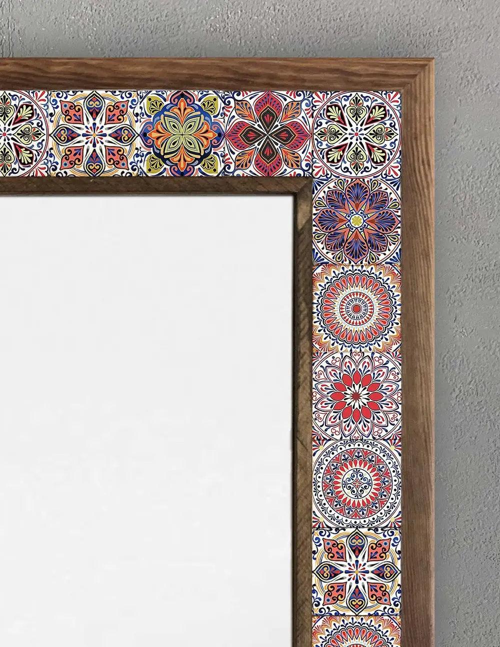 Decorative Handmade Ceramic Wooden Mosaic Framed Mirror