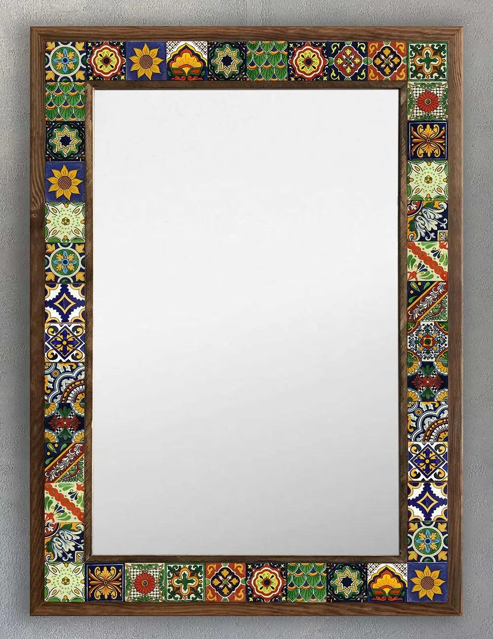 Mosaic Bathroom Wall Hanging Handcrafted Wooden Mosaic Stone Framed Mirror