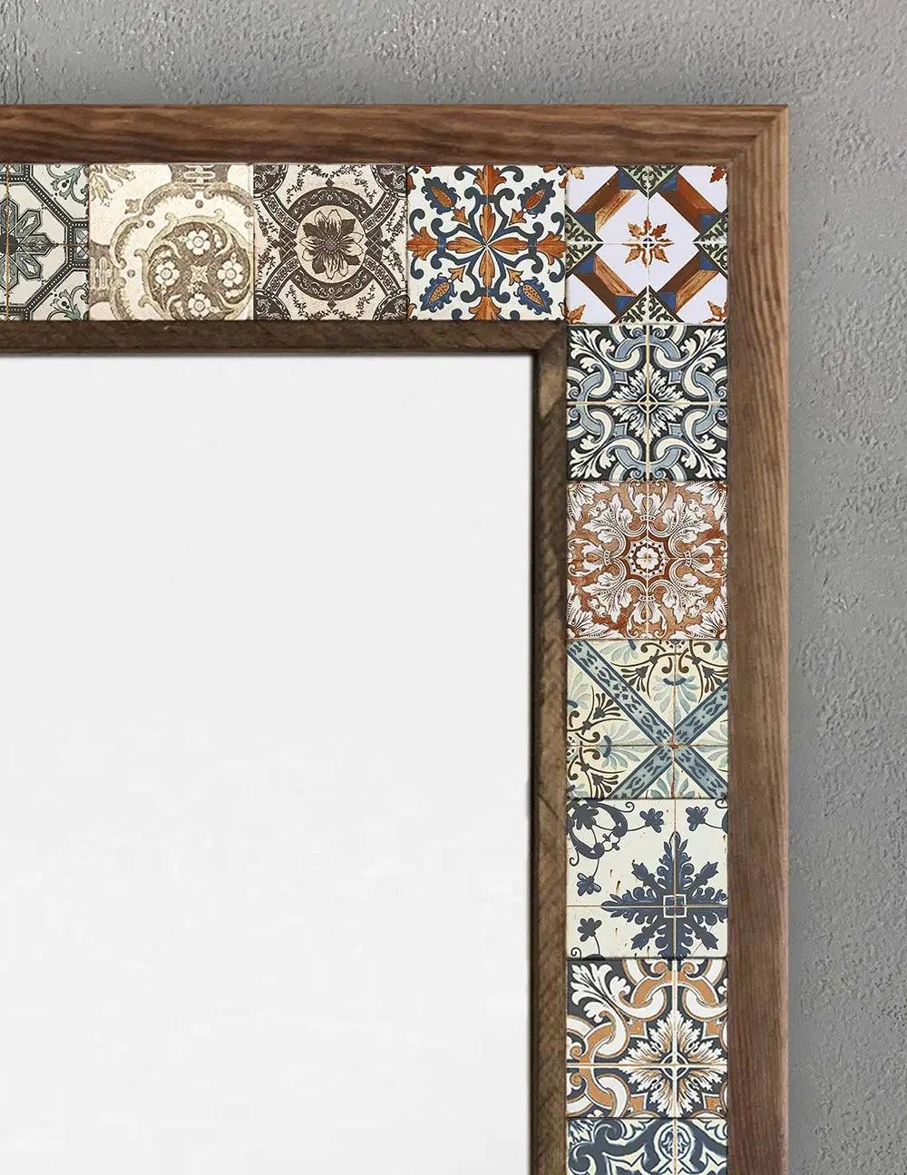 Gifts of Style Wooden Mosaic Stone Framed Bathroom Mirror