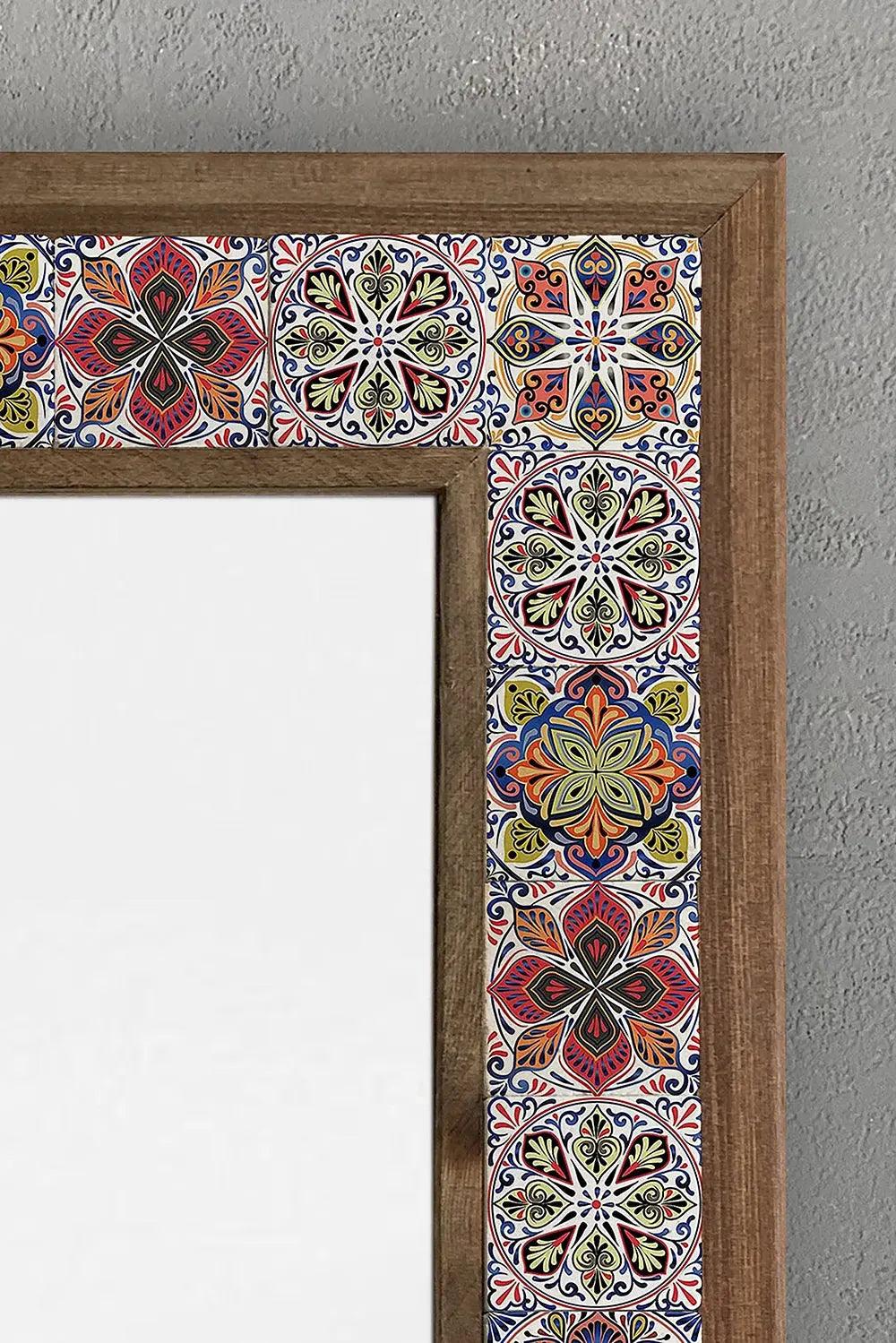 Decorative Handmade Ceramic Wooden Mosaic Framed Mirror