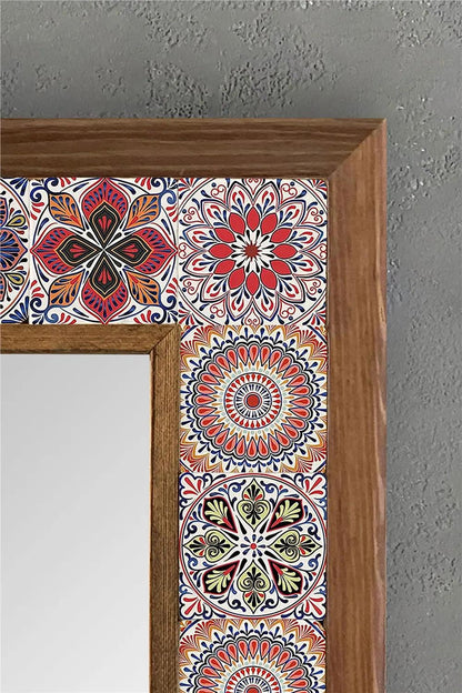 Decorative Handmade Ceramic Wooden Mosaic Framed Mirror