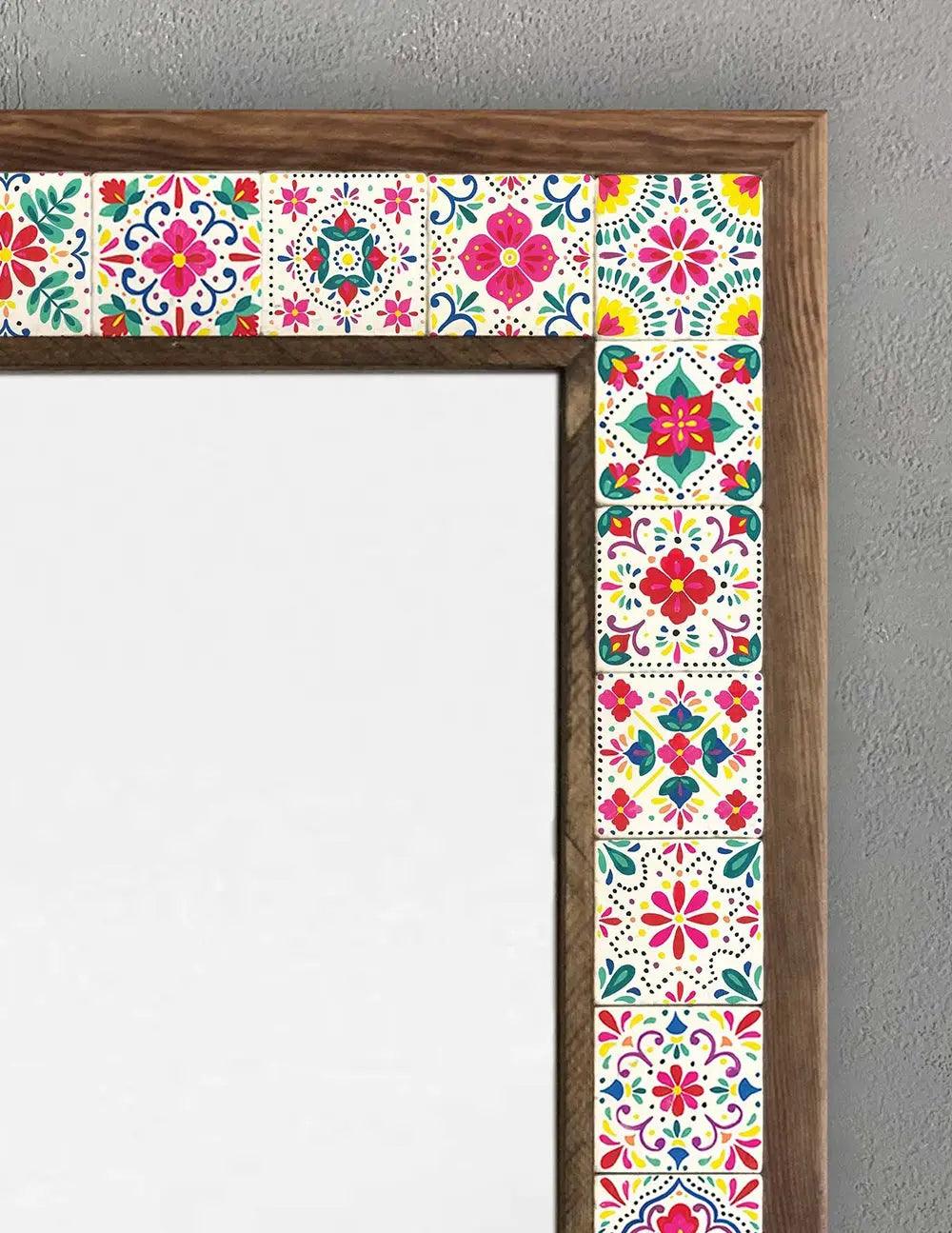 Wooden Mosaic Mirror Decorative Handmade Housewarming Gift