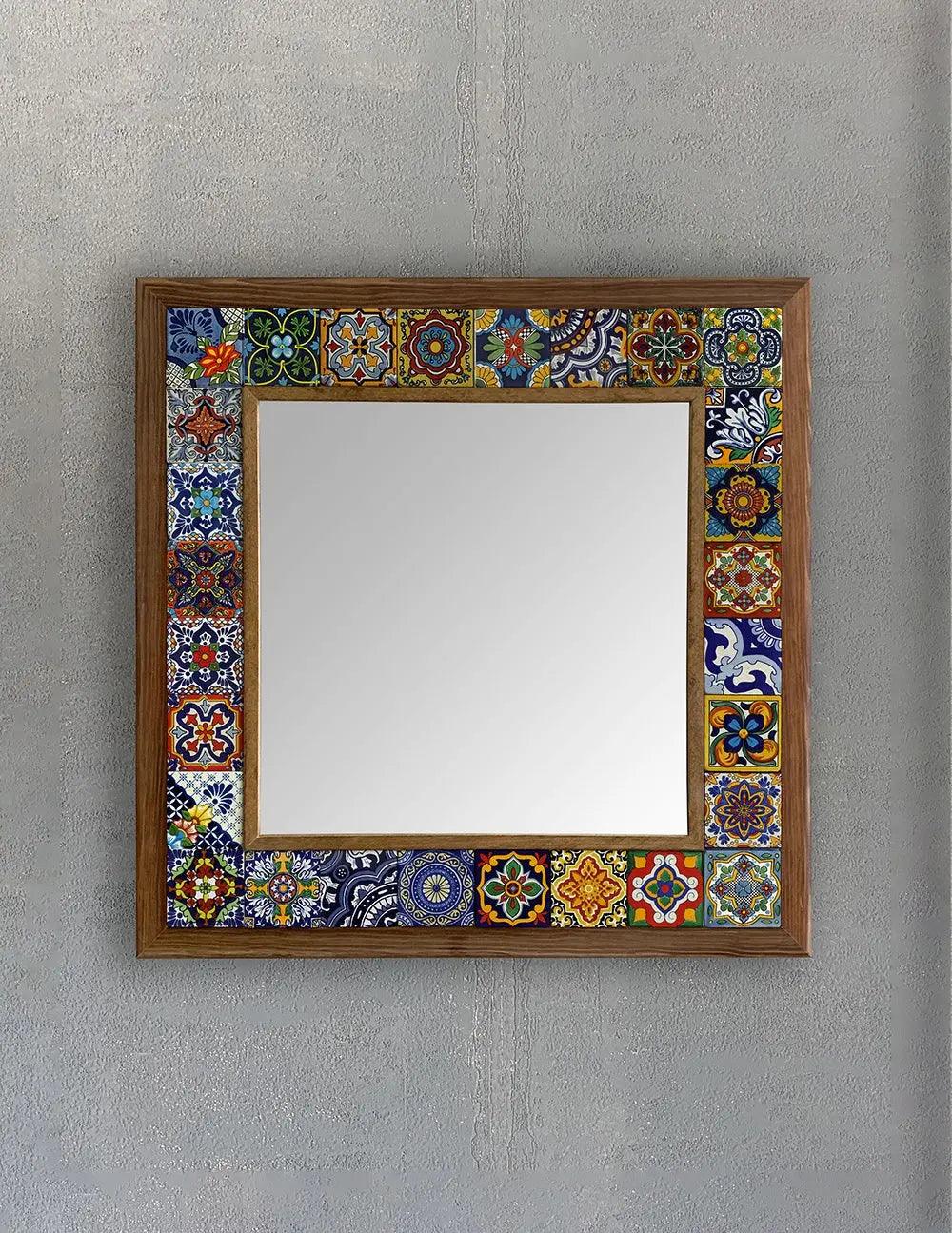 Bathroom Vanity Wooden Mosaic Stone Framed Mirror Housewarming Gift