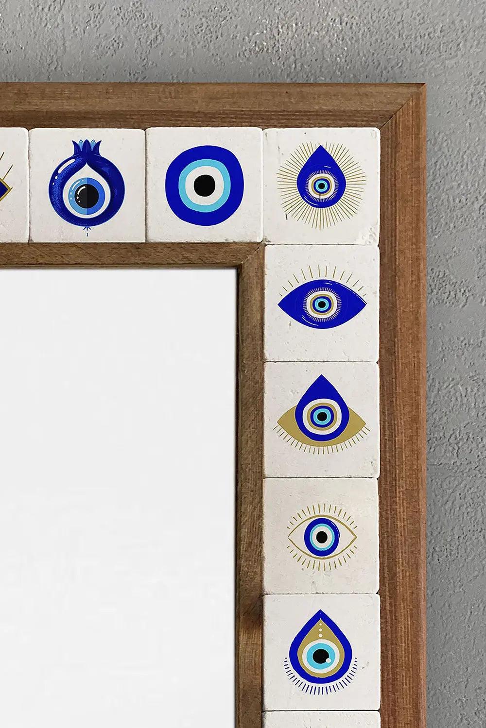 Evil Eye Wall Hanging Mosaic Framed Mirror New Home Gift