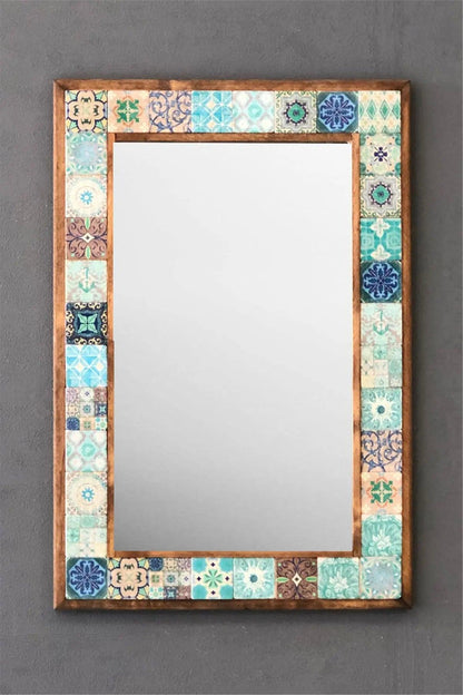 Handmade Travertine Mosaic Framed Mirror Gifts of Style