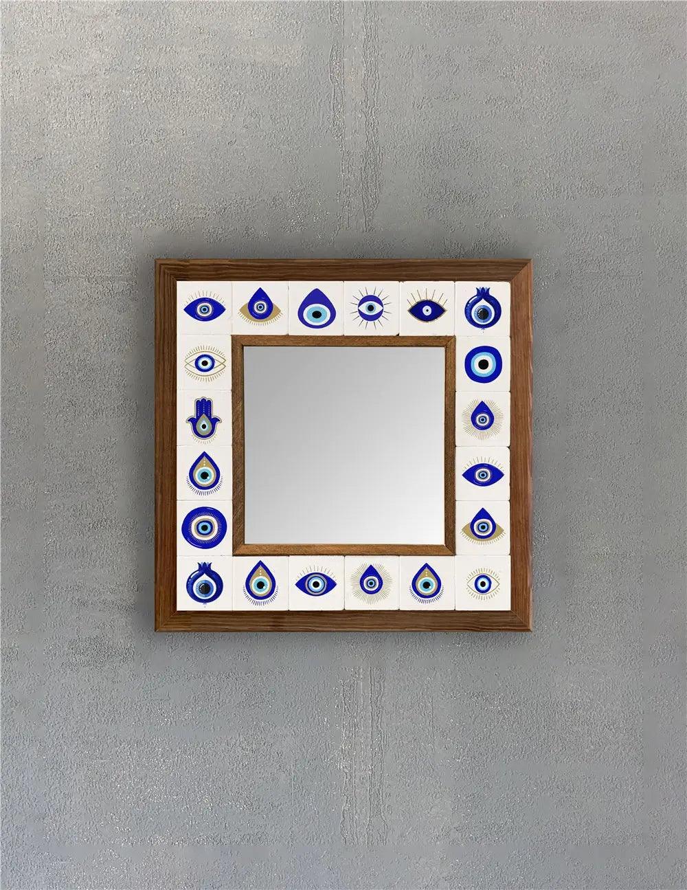 Evil Eye Wall Hanging Mosaic Framed Mirror New Home Gift