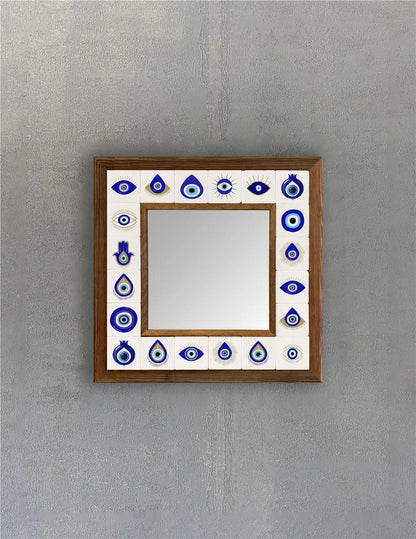 Evil Eye Wall Hanging Mosaic Framed Mirror New Home Gift