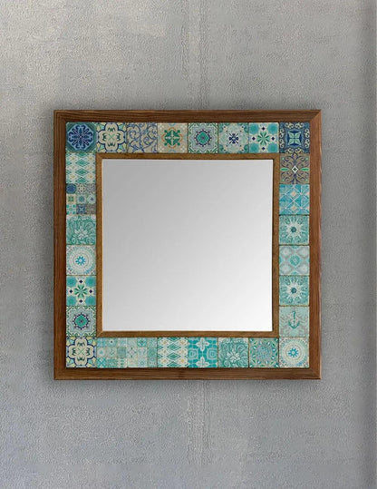 Handmade Travertine Mosaic Framed Mirror Gifts of Style