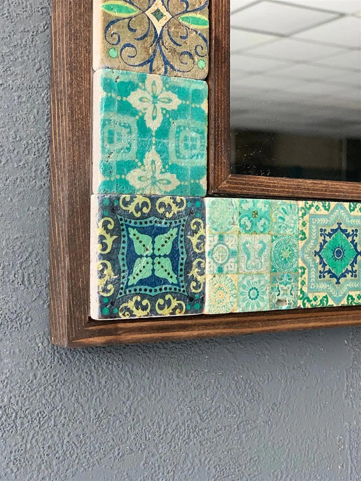 Handmade Travertine Mosaic Framed Mirror Gifts of Style