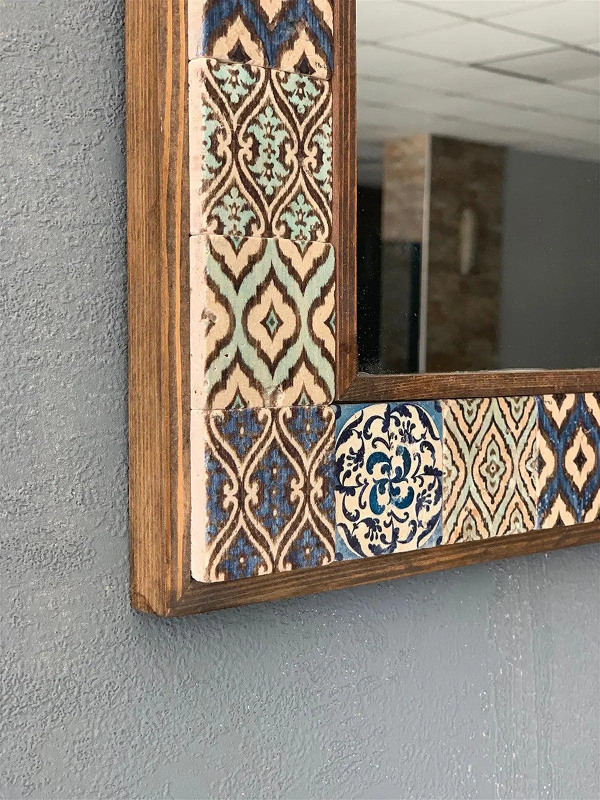 Handmade Mosaic Bathroom Mirror Housewarming Gift Wooden Framed 