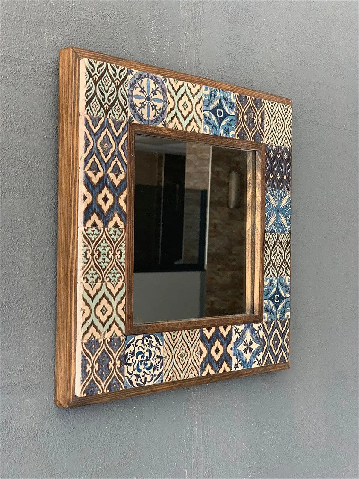 Handmade Mosaic Bathroom Mirror Housewarming Gift Wooden Framed 