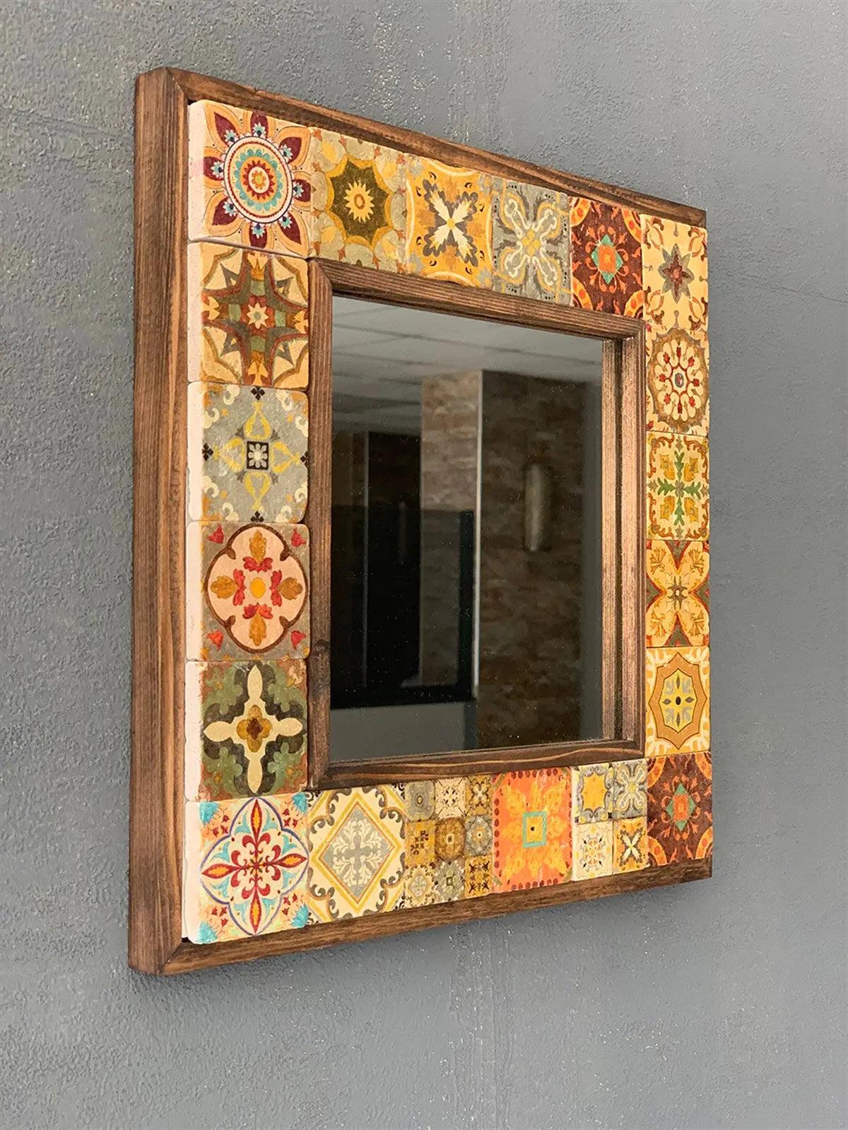 Ceramic Home Décor Gift: Decorative Mosaic Stone Tile Wall Mirror