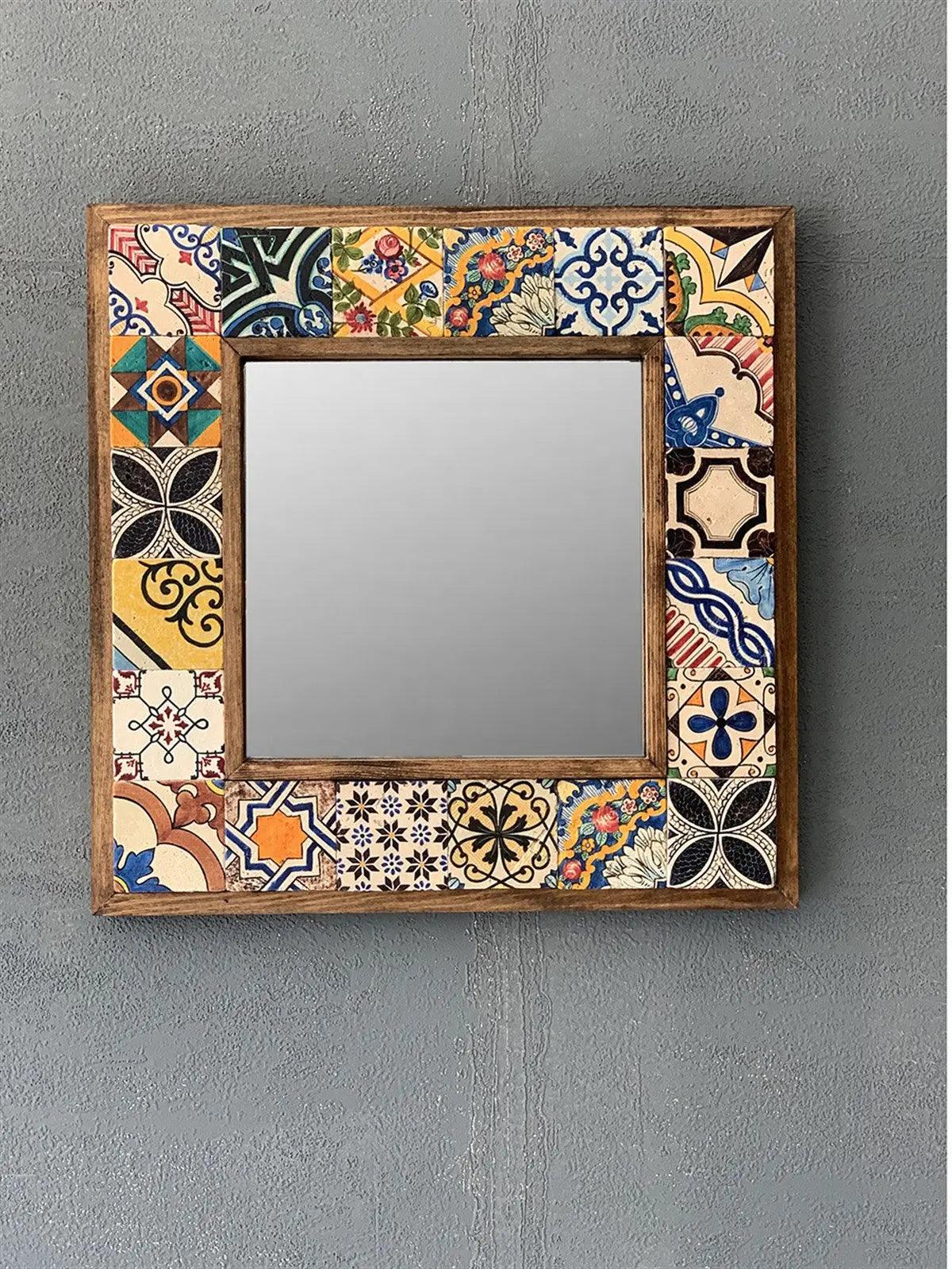  Mosaic Tile Handmade Mirror Wooden Frame Decorative Gift