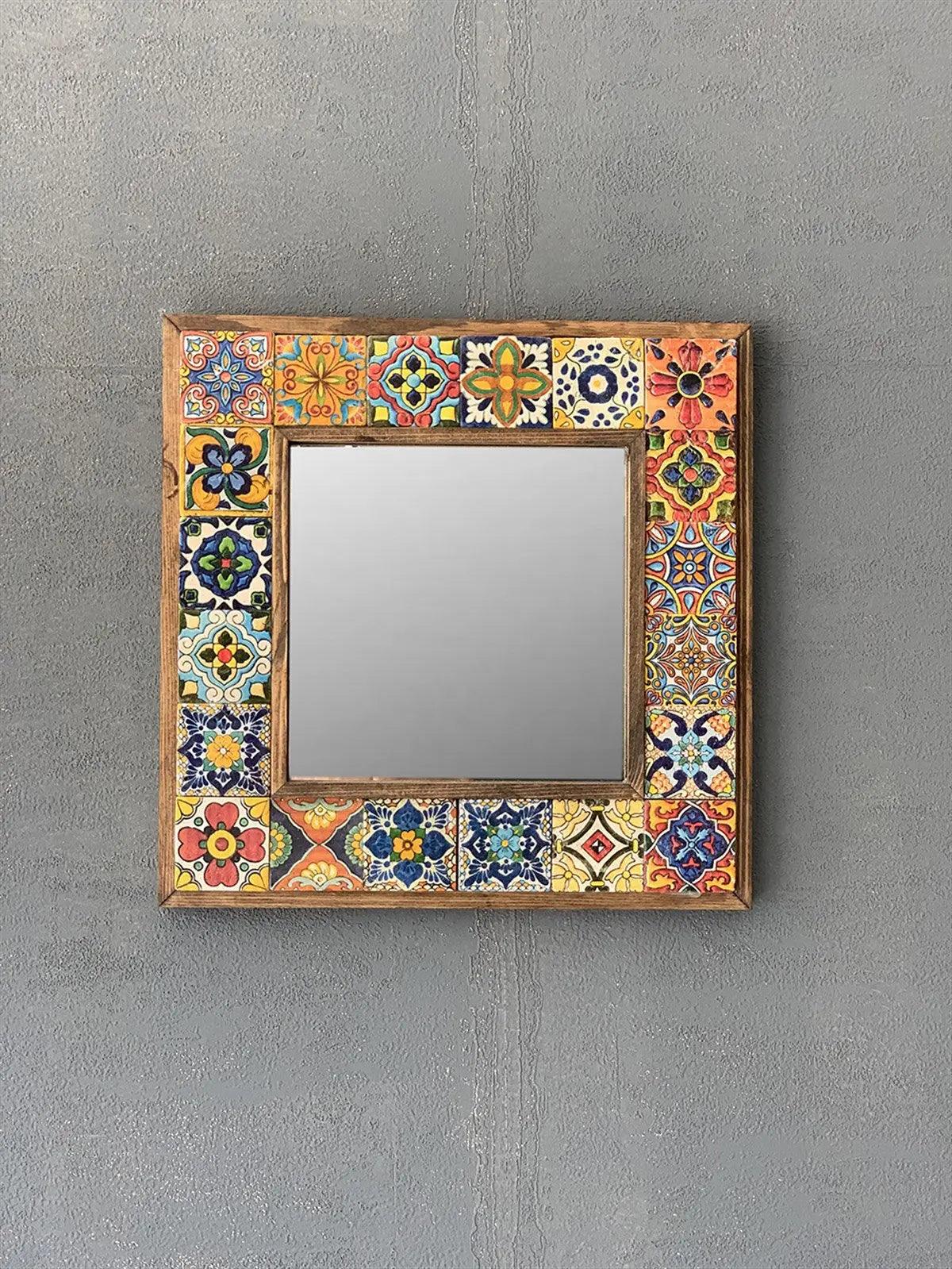 Handmade Mosaic Tile Mirror, Colourful Wall Art, Ceramic New Home Décor Gift